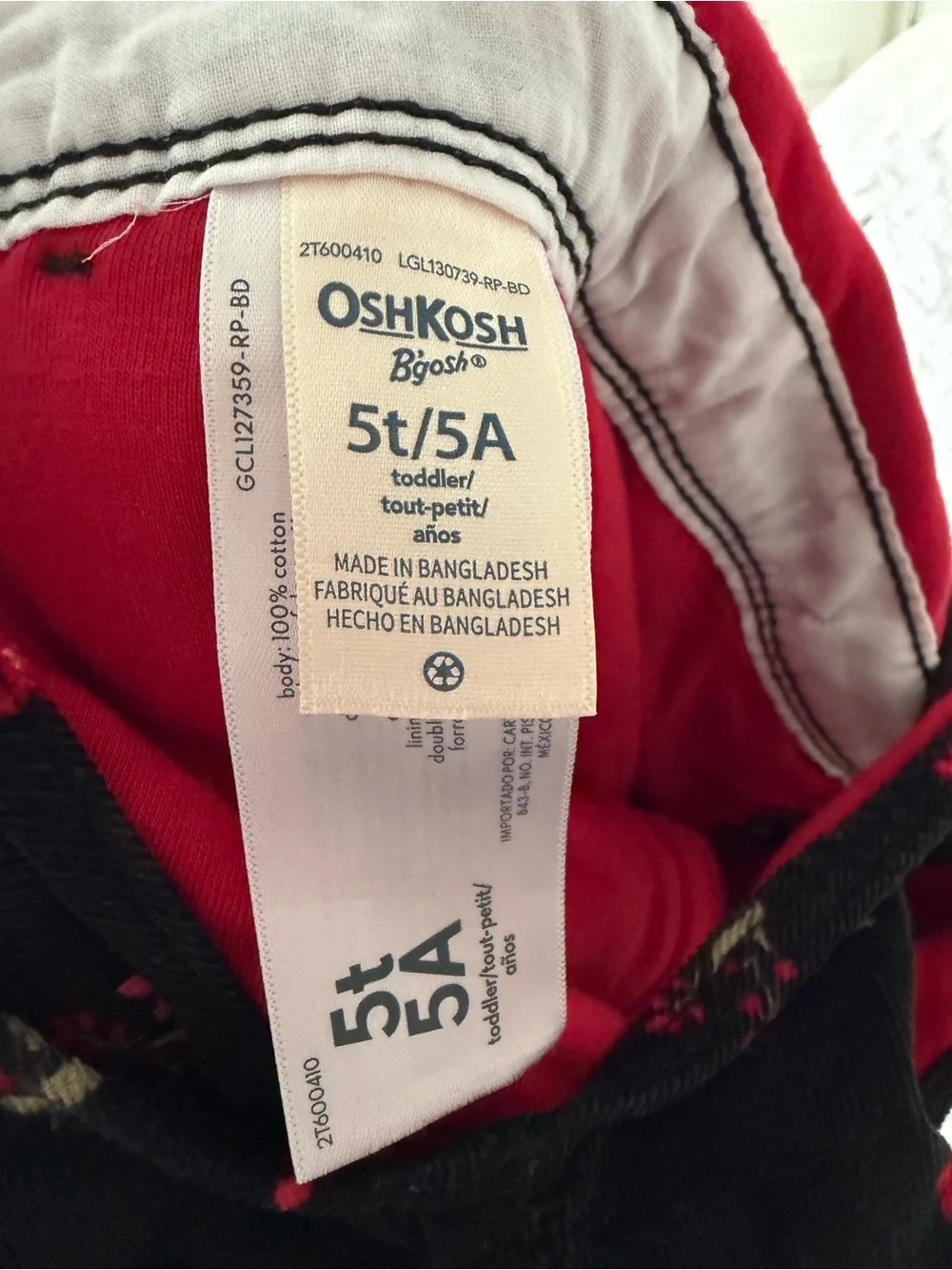OshKosh B'gosh Black Overalls with Red Floral Print